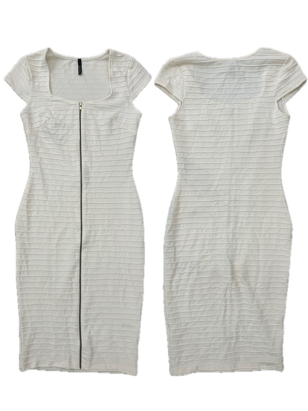 Vijo Couture Cream Zip-Front Sheath Dress